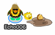 A gold Puffle digging up Golden Nuggets