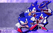 Clone Sonic 4th appearance on the Clone Channel, alongside the Greenlit and Rebooted AU versions of him. [Drawn by BagelGabel]