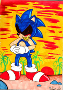 Official art of X depicted in a vessel similar to that of Sonic in the AoSTH series.