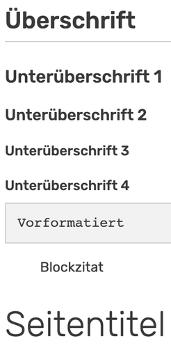 So würde jede Option aus dem linken Bild auf der Seite aussehen.