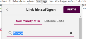 Link hinzufügen-Popup