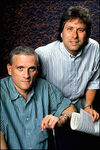 Howard Ashman with Alan Menken behind the scenes of The Little Mermaid.