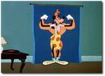 Goofy compares himself to the muscle chart