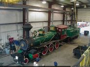 The "Roger E. Broggie" during a refurbishment at Tweetsie Railroad in Blowing Rock, North Carolina.