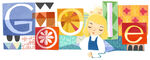 The Google logo decorated for Mary Blair's 100th birthday