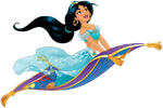 Jasmine is riding with magic carpet