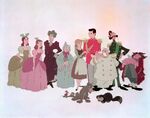 An early color model cel featuring Cinderella and other characters.