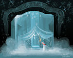 Anna searching Elsa's ice castle for her by Claire Keane