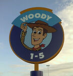 Woody as a parking sign at Disney Magic Kingdoms