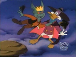 Darkwing confronts Nodoff in the dream world.