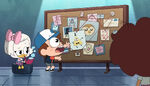 Chibi Dipper Pines and Chibi Webby Vanderquack trying to figure out the connection in the Chibiverse.