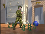 The Green Army Men with Combat Carl (in a commercial bumper for ABC's Saturday morning)