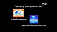 Créditos de distribución y post producción del doblaje, emitidos por TVX (El Salvador)