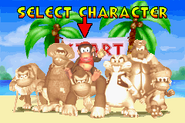 Early Character Selection screen, including the character dubbed "Redneck Kong".