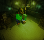 A player holding a Tip Jar in the Mines Elevator.