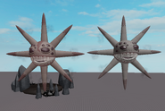 The Queen Grumble on the left, and a regular Grumble on the right in a Roblox Studio template.