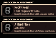 Player obtaining "Rocky Road" and "A Hard Place" achievements at once.