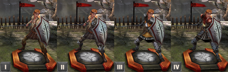 Tier progression of Aveline Vallen in Heroes of Dragon Age