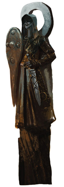 A Fereldan statue depicting Andraste as a warrior.