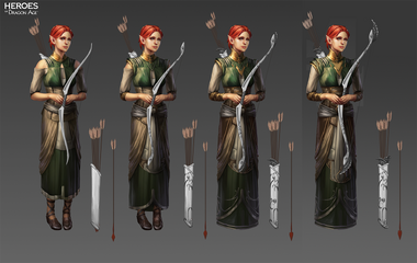 Artwork of Shianni's tier progression in Heroes of Dragon Age