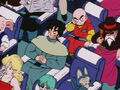 Goku's friends head home on an airplane