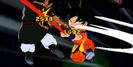 Goku strikes the opponent with the Power Pole in Dragon Ball Fusions