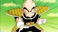 Krillin after throwing his Destructo Disk