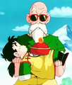 Roshi with Gohan in his arms