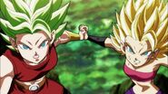 Kale & Caulifla fight against Goku