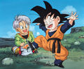 Trunks and Goten celebrating