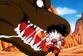 A T. rex attacks Gohan