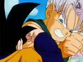 Goten and Trunks, clashing with one another