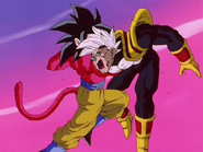 Baby Vegeta debilitado debido al golpe decisivo del Choque de Meteoros de Goku.