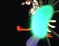 Gohan deflects Broly's Eraser Cannon