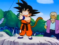 Goku catches a fish