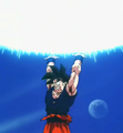 Goku wields the Super Spirit Bomb