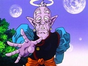 Kaio-shin Anciano consiguiendo su aureola luego de haber dado su vida a Goku.