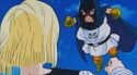 Trunks and Goten as Mighty Mask prepare an attack on Android 18