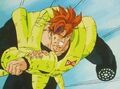 Android 16 catches his arm after using the Rocket Punch again