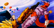 Goku pateando a Super-Janemba.