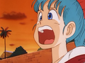 Bulma crying as she believes Goku is killed