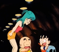 Bulma angry at Goku's prank