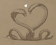 Two Soulfang Serpents affectionately wrapping around each other in a Sahara reference