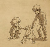 Young Callum and Ezran feeding ducks[30]