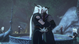 Ethari and Runaan kissing before he departs for his mission[4]