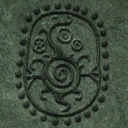 The Telvanni symbol on a large stone door.