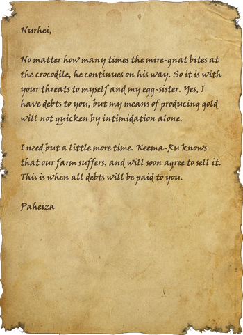 Letter from Paheiza