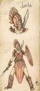 This design concept art of Ether's armor was initially intended for Juvila, it is unknown why they changed it.