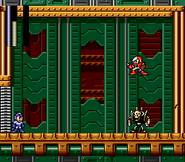 Doc Robot K-176 se instala el programa de datos de Crash Man en "Mega Man: The Wily Wars/Mega Man 3", Sega Genesis.