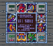 Estadísticas de Launcher Octopuld en "Rockman X", Super Famicom.